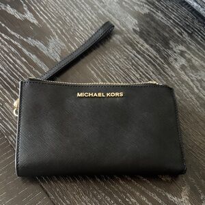 Michael Kors Black Clutch with Gold Accents
